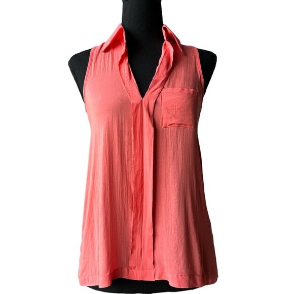 NWT Nordstrom x Gibson Lightweight Collared Sleeveless V-neck Pullover Blouse XS - Picture 1 of 15